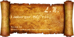 Lamberger Móric névjegykártya